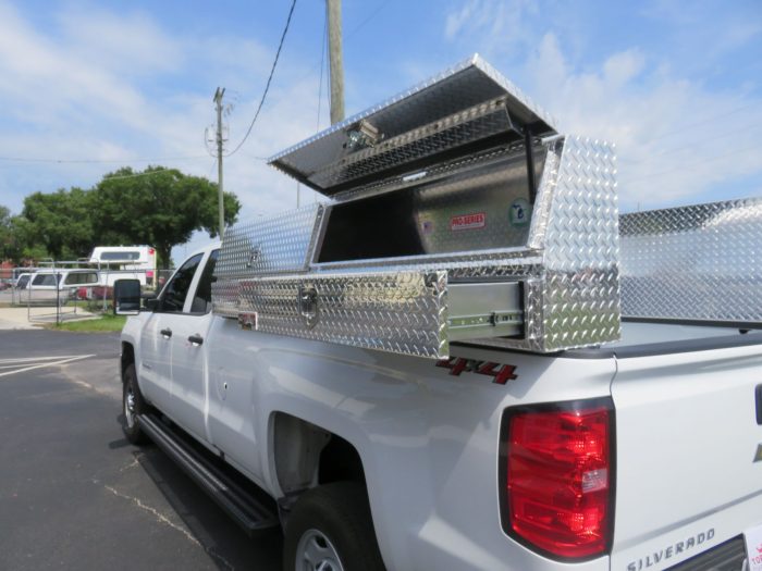 2018 Commercial Silverado with Weather Guard Pack Rat, Side Mount Tool Boxes by TopperKING in Brandon 813-689-2449 or Clearwater 727-530-9066. Call today!