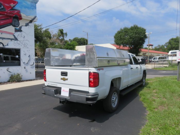 2018 Commercial Silverado with Weather Guard Pack Rat, Side Mount Tool Boxes by TopperKING in Brandon 813-689-2449 or Clearwater 727-530-9066. Call today!