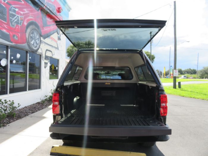 2018 Chevy Silverado with LEER 180, Vent Visors, Bedliner, Vent Visors, Graphics, Tint. Call TopperKING Brandon 813-689-2449 or Clearwater 727-530-9066!