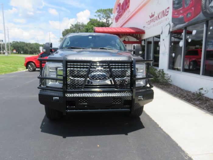 2019 Ford F250 with LEER 100R, Grill Guard, Roof Rack, Retractable Step by TopperKING Brandon 813-689-2449 or Clearwater FL 727-530-9066.