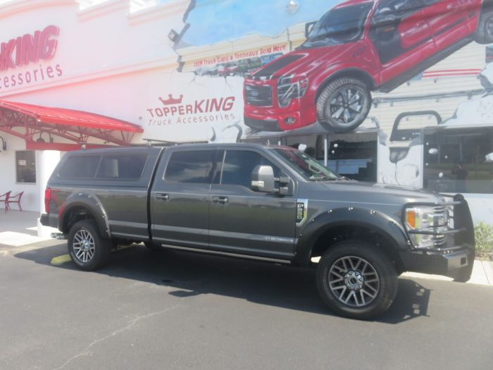 2019 Ford F250 with LEER 100R, Grill Guard, Roof Rack, Retractable Step by TopperKING Brandon 813-689-2449 or Clearwater FL 727-530-9066.