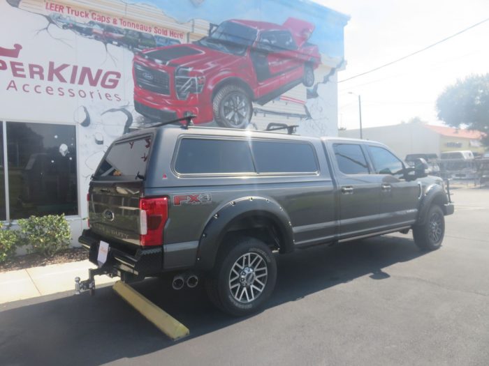 2019 Ford F250 with LEER 100R, Grill Guard, Roof Rack, Retractable Step by TopperKING Brandon 813-689-2449 or Clearwater FL 727-530-9066.