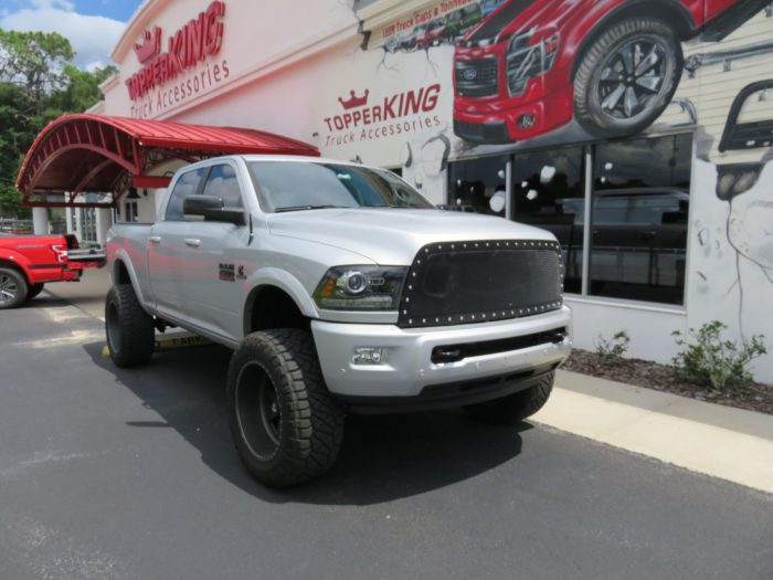 2019 Dodge RAM with LEER 350M Folding Tonneau, Custom Grill, Tint, Hitch by TopperKING in Brandon, FL 813-689-2449 or Clearwater, FL 727-530-9066. Call Now!