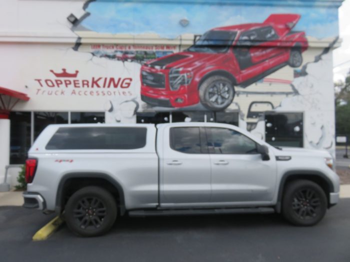 2019 GMC Sierra with LEER 100XQ, Black Out Nerf Bars, Hitch, Tint by TopperKING in Brandon, FL 813-689-2449 or Clearwater, FL 727-530-9066. Call us today!