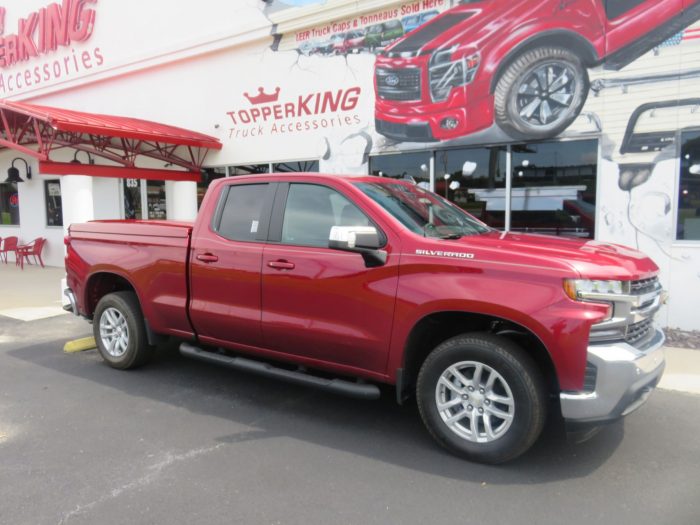 2019 Chevy Silverado with LEER 700 Tonneau, Blackout Nerf Bars, Hitch, Tint. Call TopperKING in Brandon, FL 813-689-2449 or Clearwater, FL 727-530-9066!