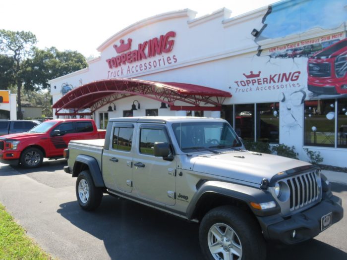 2020 Jeep Gladiator with Tonneau, BedXTender, Vent Visors, Bug Guard by TopperKING in Brandon, FL 813-689-2449 or Clearwater, FL 727-530-9066. Call today!