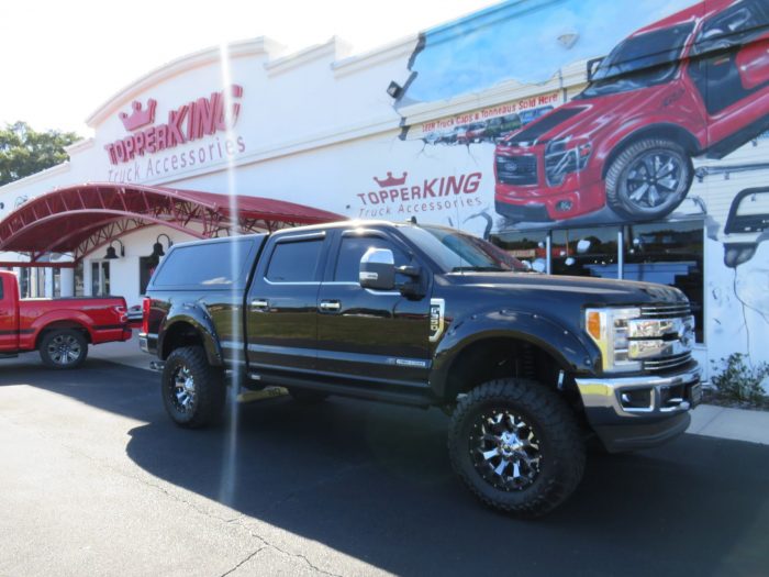 2019 Ford F250 with LEER 100XQ, Fender Flares, Vent Visors, Chrome, Tint, Hitch by TopperKING Brandon 813-689-2449 or Clearwater FL 727-530-9066. Call Now!