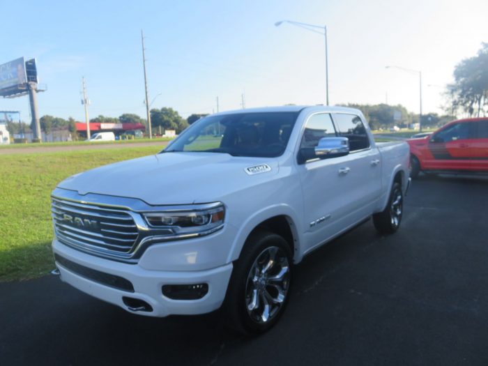 2020 Dodge Ram with Full Metal JackRabbit Tonneau, Chrome. Tint Hitch, by TopperKING in Brandon, FL 813-689-2449 or Clearwater, FL 727-530-9066. Call Today!