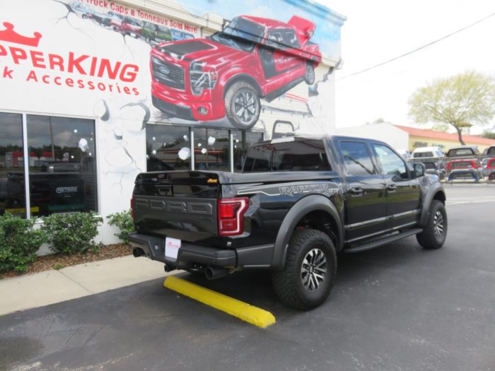 2020 Ford Raptor with LEER 750 Fiberglass Lid, Running Boards, Fender Flares, Tint, Hitch. Call TopperKING Brandon 813-689-2449 or Clearwater 727-530-9066!