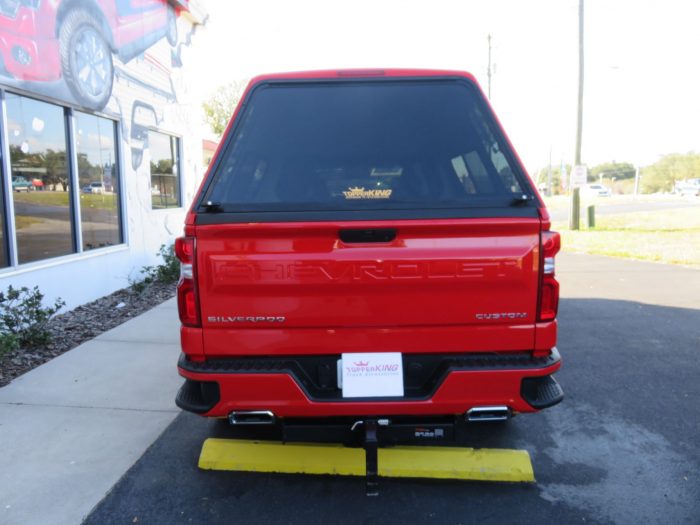 2020 Chevy Silverado with Ranch XD Fiberglass Topper, Nerf Bars, Tint, Hitch by TopperKING in Brandon 813-689-2449 or Clearwater, FL 727-530-9066. Call Now!