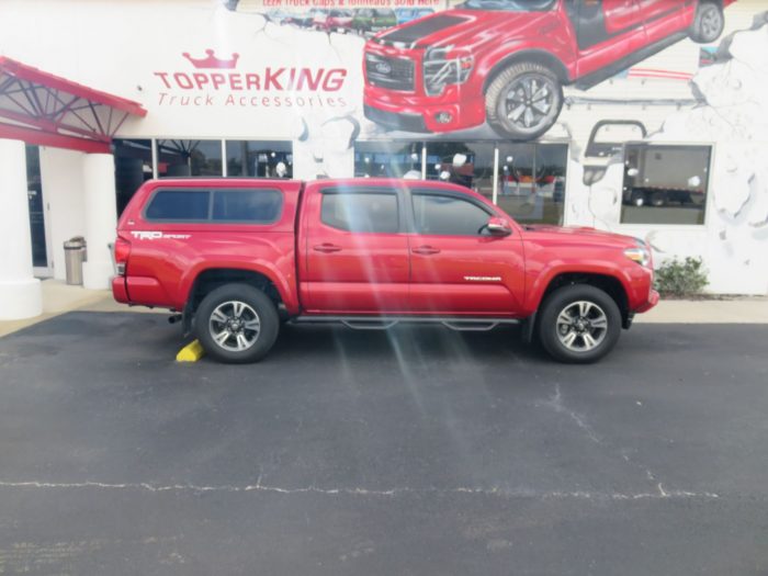2020 Toyota Tacoma with LEER 100XR, Nerf Bars, Bug Guard, Vent Visors, Tint, Hitch by TopperKING Brandon 813-689-2449 or Clearwater 727-530-9066. Call Now!