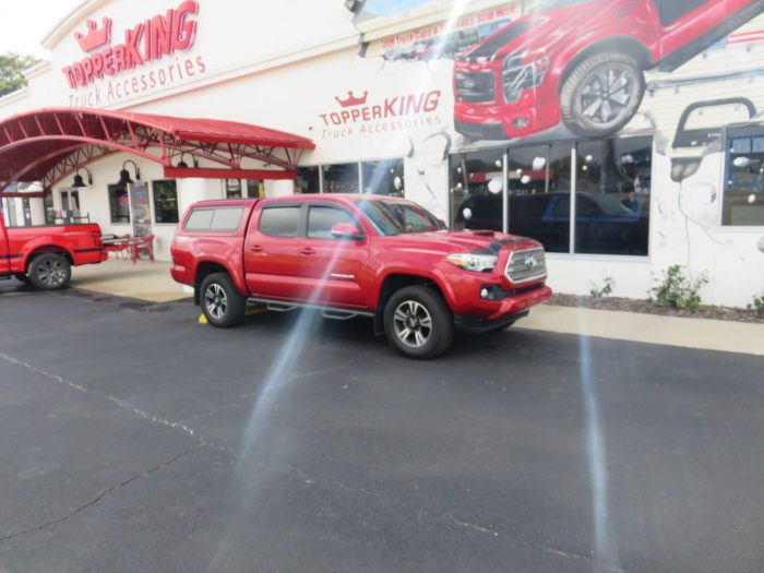 2020 Toyota Tacoma with LEER 100XR, Nerf Bars, Bug Guard, Vent Visors, Tint, Hitch by TopperKING Brandon 813-689-2449 or Clearwater 727-530-9066. Call Now!