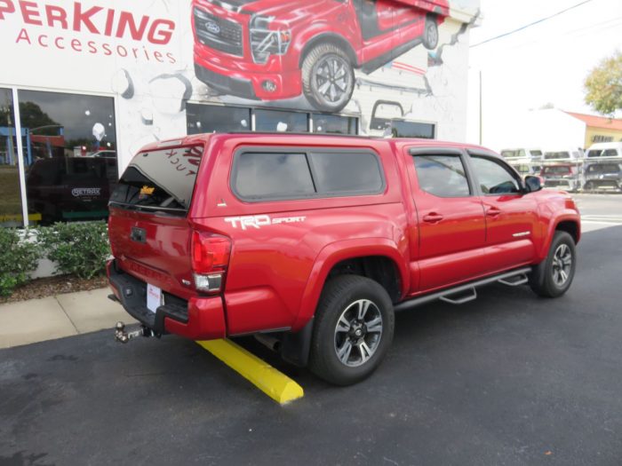 2020 Toyota Tacoma with LEER 100XR, Nerf Bars, Bug Guard, Vent Visors, Tint, Hitch by TopperKING Brandon 813-689-2449 or Clearwater 727-530-9066. Call Now!
