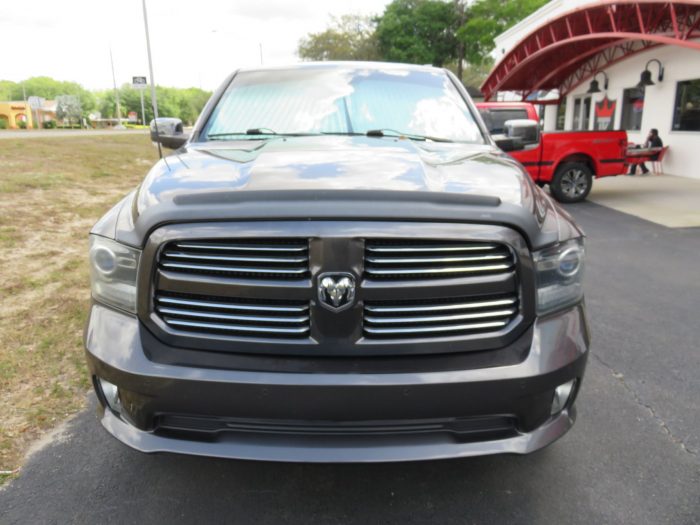 2014 Dodge RAM with LEER 100XQ, Roof Racks, Vent Visors, Bug Guard, Side Steps, and Tint. Call TopperKING in Brandon 813-689-2449 or Clearwater 727-530-9066