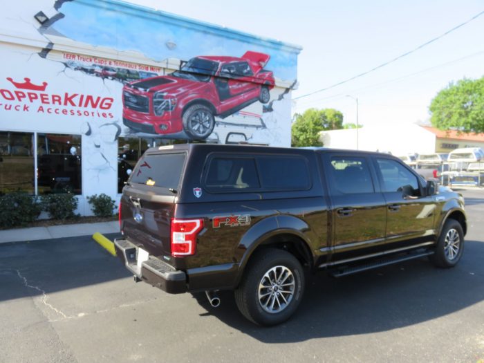 2018 Ford F150 with TK Defender Fiberglass Topper, Nerf Bars, Hitch, Tint by TopperKING in Brandon 813-689-2449 or Clearwater, FL 727-530-9066. Call Today!