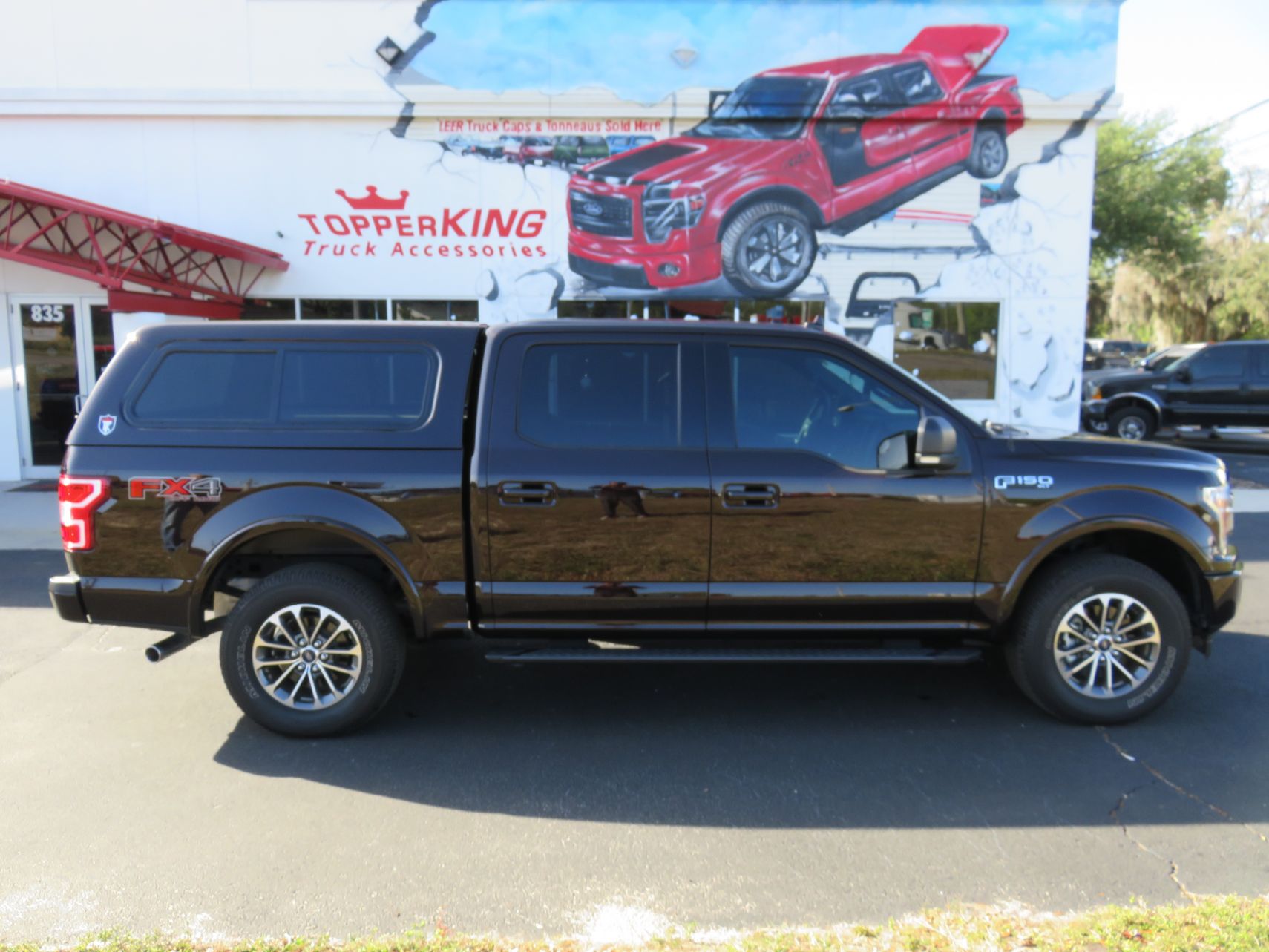 2018 Ford F150 with TK Defender Fiberglass Topper, Nerf Bars, Hitch, Tint by TopperKING in Brandon 813-689-2449 or Clearwater, FL 727-530-9066. Call Today!