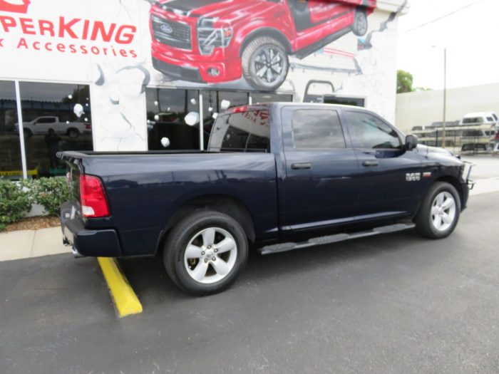 2019 Dodge RAM with Grill Guard, Blacked Out Nerf Bars, Hitch, Tint by TopperKING in Brandon, FL 813-689-2449 or Clearwater, FL 727-530-9066. Call today!