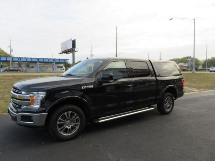 2020 Ford F150 with LEER 100XQ Fiberglass Topper, Running Boards, Hitch, Tint by TopperKING Brandon 813-689-2449 or Clearwater FL 727-530-9066. Call Today!