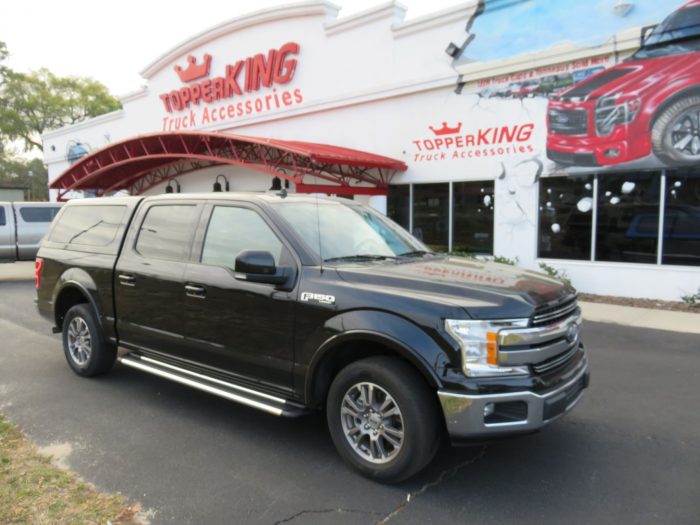 2020 Ford F150 with LEER 100XQ Fiberglass Topper, Running Boards, Hitch, Tint by TopperKING Brandon 813-689-2449 or Clearwater FL 727-530-9066. Call Today!
