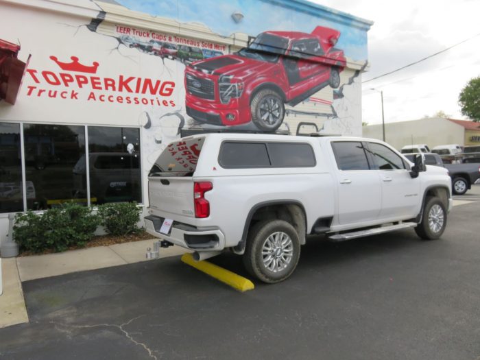 2020 Chevy Silverado with LEER 100XR, Nerf Bars, Chrome Accessories, Hitch, Tint by TopperKING in Brandon 813-689-2449 or Clearwater 727-530-9066. Call Now!