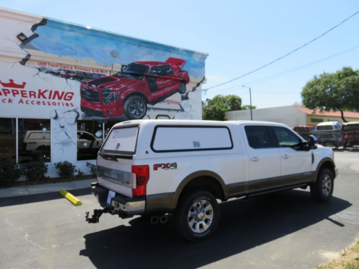 2020 White Ford F250 with LEER 100RCC, BedSlide, Chrome, Bug Guard, by TopperKING in Brandon, FL 813-689-2449 or Clearwater, FL 727-530-9066. Call today!