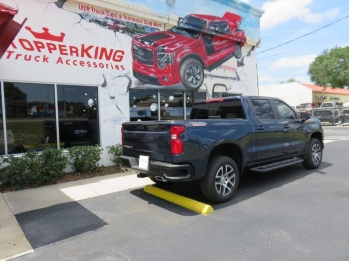 2020 Chevy Silverado with LEER 350M, Nerf Bars, Hitch, Tint by TopperKING Brandon 813-689-2449 or Clearwater FL 727-530-9066. Call today!