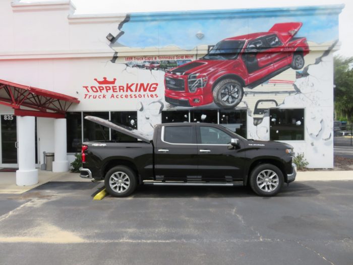 2020 Chevy Silverado with LEER 550, Nerf bars, Bedliner, Chrome, Tint, Hitch by TopperKING Brandon 813-689-2449 or Clearwater, FL 727-530-9066. Call today!
