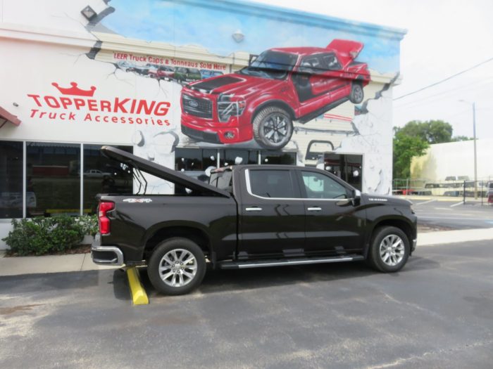 2020 Chevy Silverado with LEER 550, Nerf bars, Bedliner, Chrome, Tint, Hitch by TopperKING Brandon 813-689-2449 or Clearwater, FL 727-530-9066. Call today!