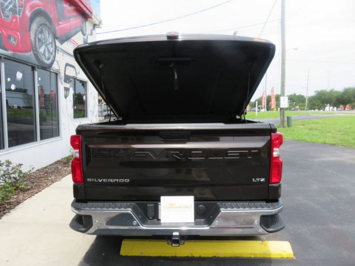 2020 Chevy Silverado with LEER 550, Nerf bars, Bedliner, Chrome, Tint, Hitch by TopperKING Brandon 813-689-2449 or Clearwater, FL 727-530-9066. Call today!