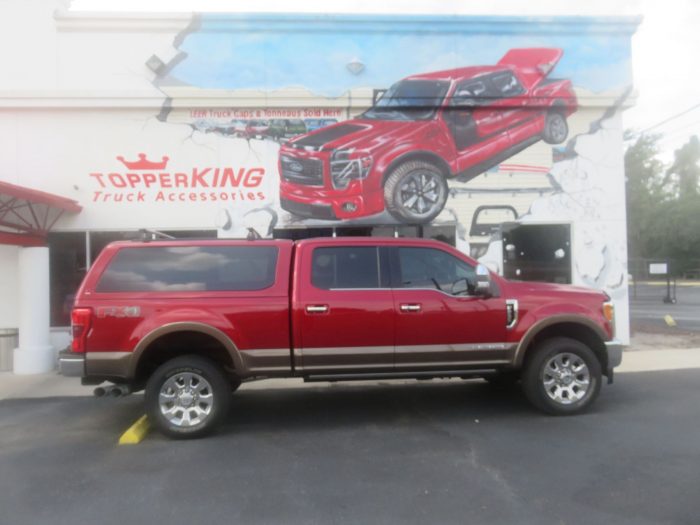 2020 Ford F250 with LEER 100XQ, Roof Racks, Chrome Hood guard, Retractable Steps, by TopperKING Brandon 813-689-2449 or Clearwater FL 727-530-9066. Call Us!