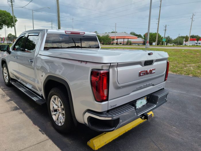 2020 GMC Sierra with LEER 700 Lid, Vent Visors, Bug Guard, Running Boards, Hitch, Tint by TopperKING Brandon 813-689-2449 or Clearwater 727-530-9066. Call!