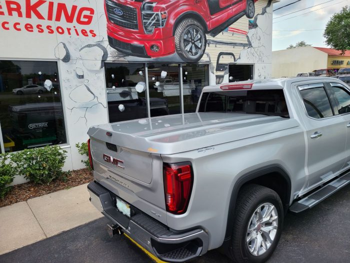 2020 GMC Sierra with LEER 700 Lid, Vent Visors, Bug Guard, Running Boards, Hitch, Tint by TopperKING Brandon 813-689-2449 or Clearwater 727-530-9066. Call!