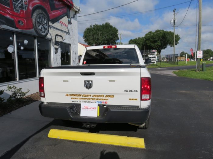 2020 Dodge RAM with LEER 350M, Grill Guard, Nerf Bars, Hitch, Tint by TopperKING in Brandon, FL 813-689-2449 or Clearwater, FL 727-530-9066. Call today!