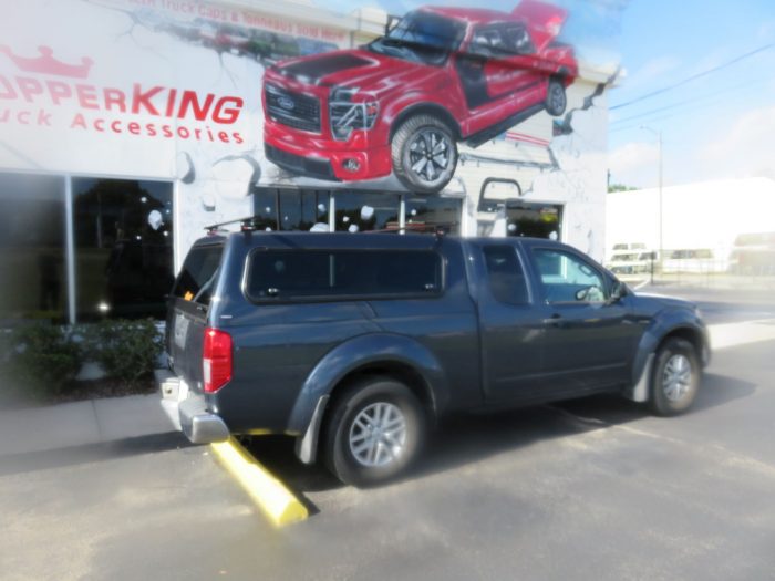 2018 Nissan Frontier with Ranch Sierra Fiberglass Topper, Roof Racks, Windoor, Tint by TopperKING Brandon 813-689-2449 or Clearwater FL 727-530-9066. Call!