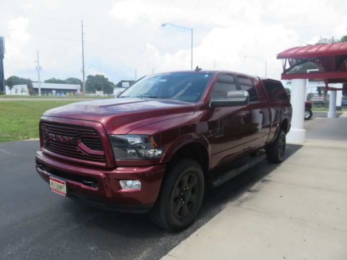 2018 Dodge RAM with LEER 100XQ fiberglass topper, Blacked Out Nerf Bars, Tint, Hitch. Call TopperKING Brandon FL 813-689-2449 or Clearwater FL 727-530-9066.
