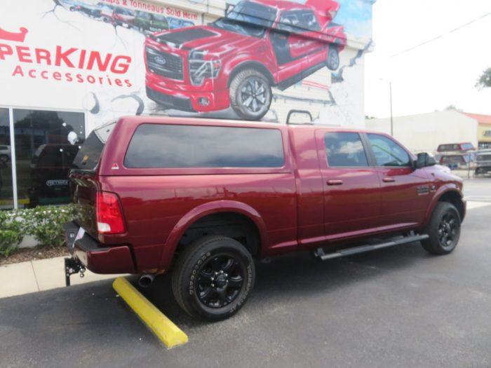 2018 Dodge RAM with LEER 100XQ fiberglass topper, Blacked Out Nerf Bars, Tint, Hitch. Call TopperKING Brandon FL 813-689-2449 or Clearwater FL 727-530-9066.