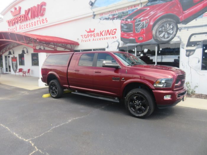 2018 Dodge RAM with LEER 100XQ fiberglass topper, Blacked Out Nerf Bars, Tint, Hitch. Call TopperKING Brandon FL 813-689-2449 or Clearwater FL 727-530-9066.