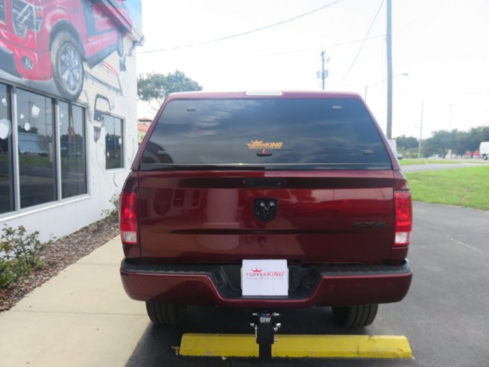 2018 Dodge RAM with LEER 100XQ fiberglass topper, Blacked Out Nerf Bars, Tint, Hitch. Call TopperKING Brandon FL 813-689-2449 or Clearwater FL 727-530-9066.