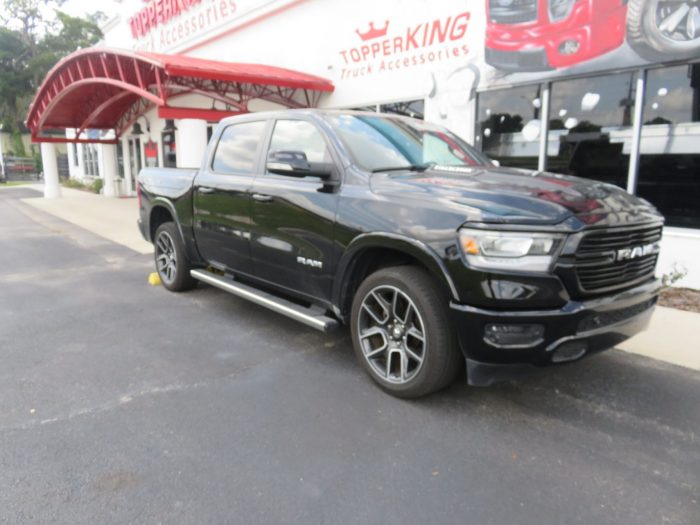 2019 Dodge RAM with Roll-n-Lock, Nerf Bars, Window Graphic, Tint, Hitch by TopperKING in Brandon FL 813-689-2449 or Clearwater, FL 727-530-9066. Call today!