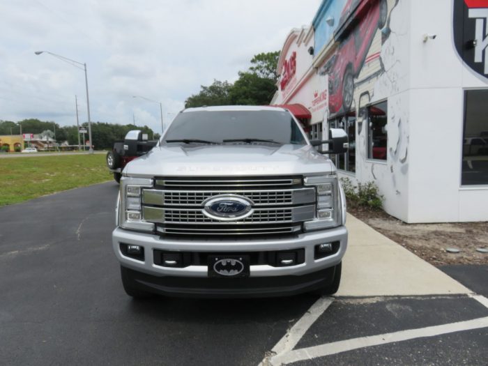 Ford F250 TK Defender and Retractable Step, Fender Flares, Chrome Accessories, Tint, Hitch. Call TopperKING Brandon 813-689-2449 or Clearwater 727-530-9066.