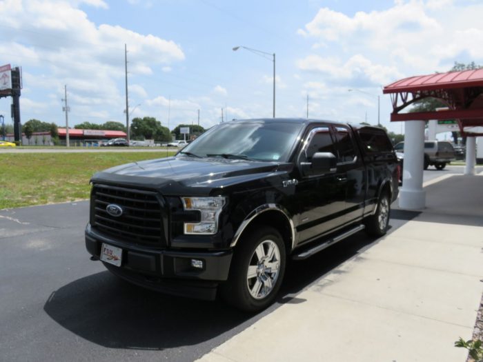 2020 Ford F150 with TK Defender Fiberglass Topper, Chrome Vent Visors, Running Boards Hitch. Call TopperKING Brandon 813-689-2449 or Clearwater 727-530-9066