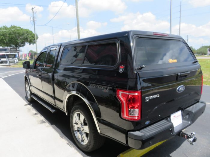 2020 Ford F150 with TK Defender Fiberglass Topper, Chrome Vent Visors, Running Boards Hitch. Call TopperKING Brandon 813-689-2449 or Clearwater 727-530-9066