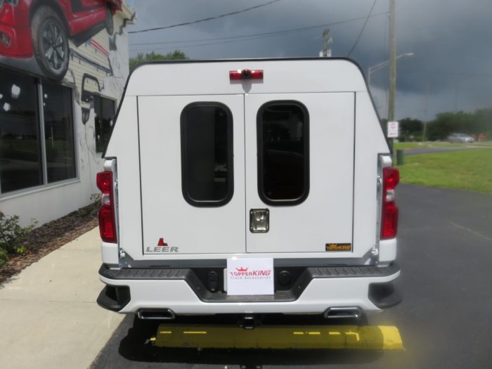 2020 Chevrolet Silverado with LEER DCC Construction Topper, Side Access Doors,Tint, Hitch. Call TopperKING Brandon 813-689-2449 or Clearwater 727-530-9066!