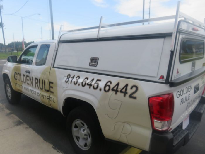 2020 Toyota Tacoma with LEER DCC Construction Topper, Roof Racks, Side Access Door, Tint. Call TopperKING Brandon 813-689-2449 or Clearwater 727-530-9066!