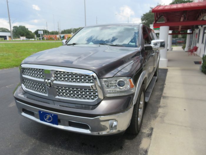 2018 Dodge RAM with LEER 100XL Fiberglass Topper, Nerf Bars, Chrome, Tint, Hitch. Call TopperKING Brandon 813-689-2449 or Clearwater, FL 727-530-9066.