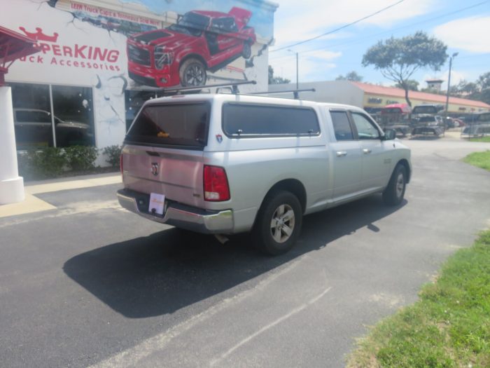 2019 Dodge RAM with TK Defender Topper, Windoor, Roof Racks, Vent Visors, Tint, Hitch by TopperKING Brandon 813-689-2449 Clearwater FL 727-530-9066. Call!