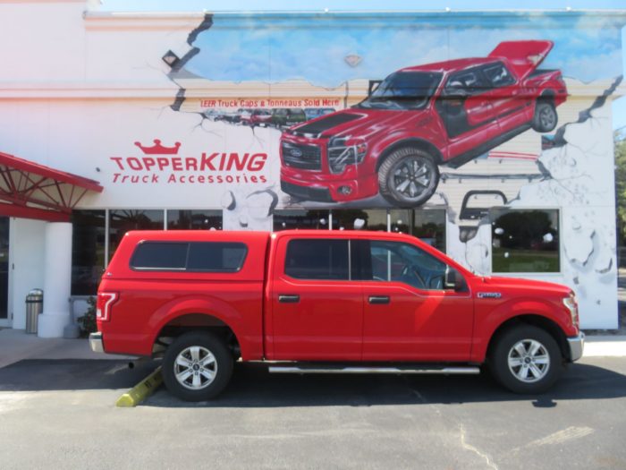 2020 Ford F150 with Ranch Sierra Fiberglass topper, Nerf Bars, Tint, Hitch by TopperKING in Brandon 813-689-2449 or Clearwater, FL 727-530-9066. Call today!