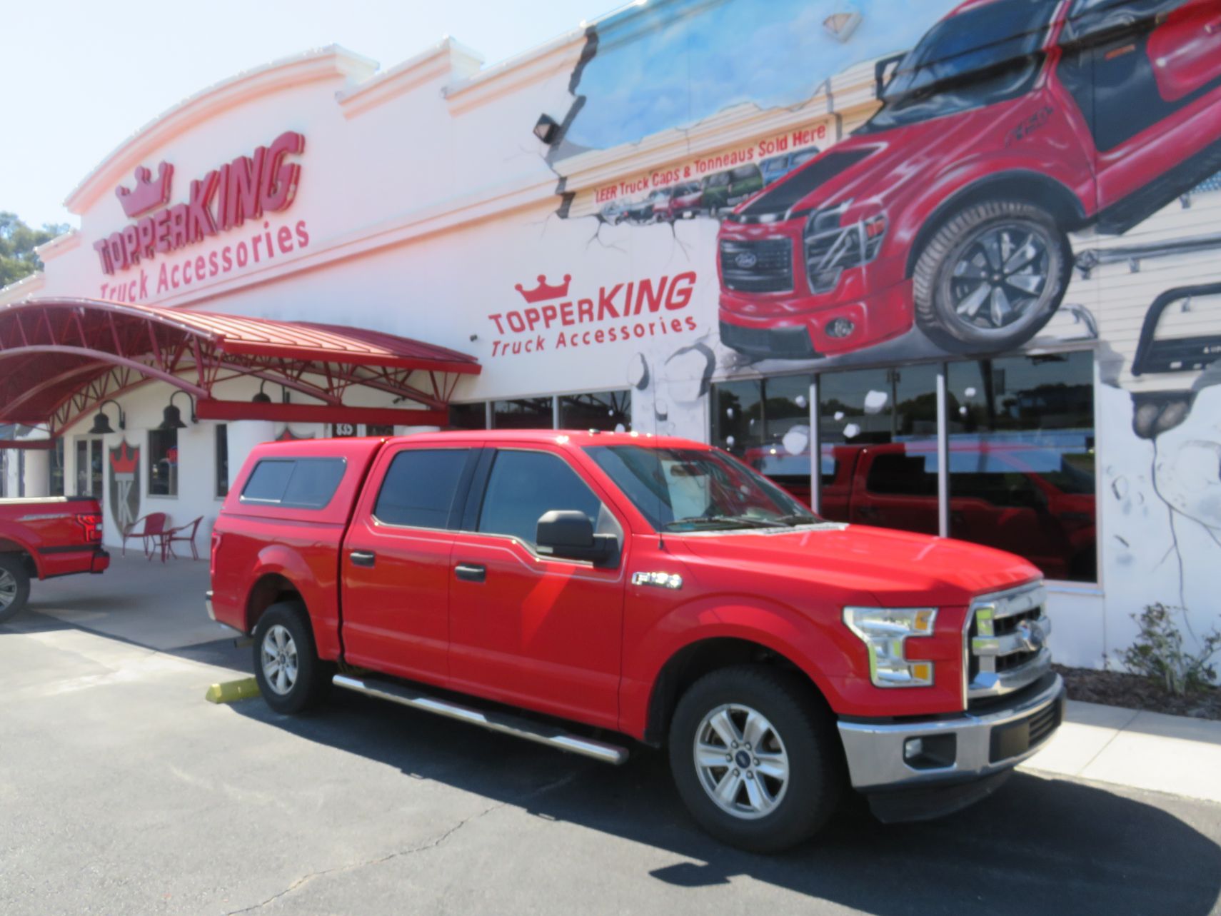 2020 Ford F150 with Ranch Sierra Fiberglass topper, Nerf Bars, Tint, Hitch by TopperKING in Brandon 813-689-2449 or Clearwater, FL 727-530-9066. Call today!