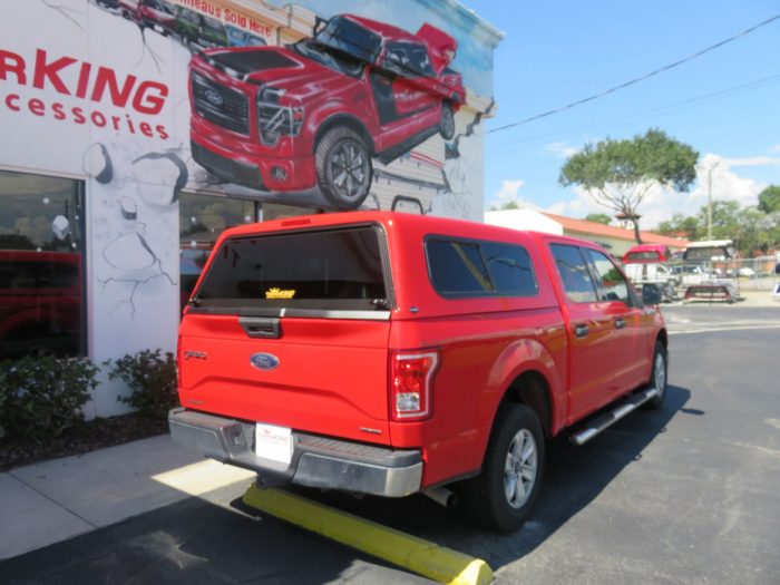 2020 Ford F150 with Ranch Sierra Fiberglass topper, Nerf Bars, Tint, Hitch by TopperKING in Brandon 813-689-2449 or Clearwater, FL 727-530-9066. Call today!