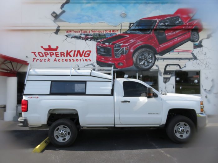 2018 Chevy Silverado with Aluminum Topper Roof Racks, Chrome Bug Guard, Hitch. Call TopperKING Brandon 813-689-2449 or Clearwater 727-530-9066